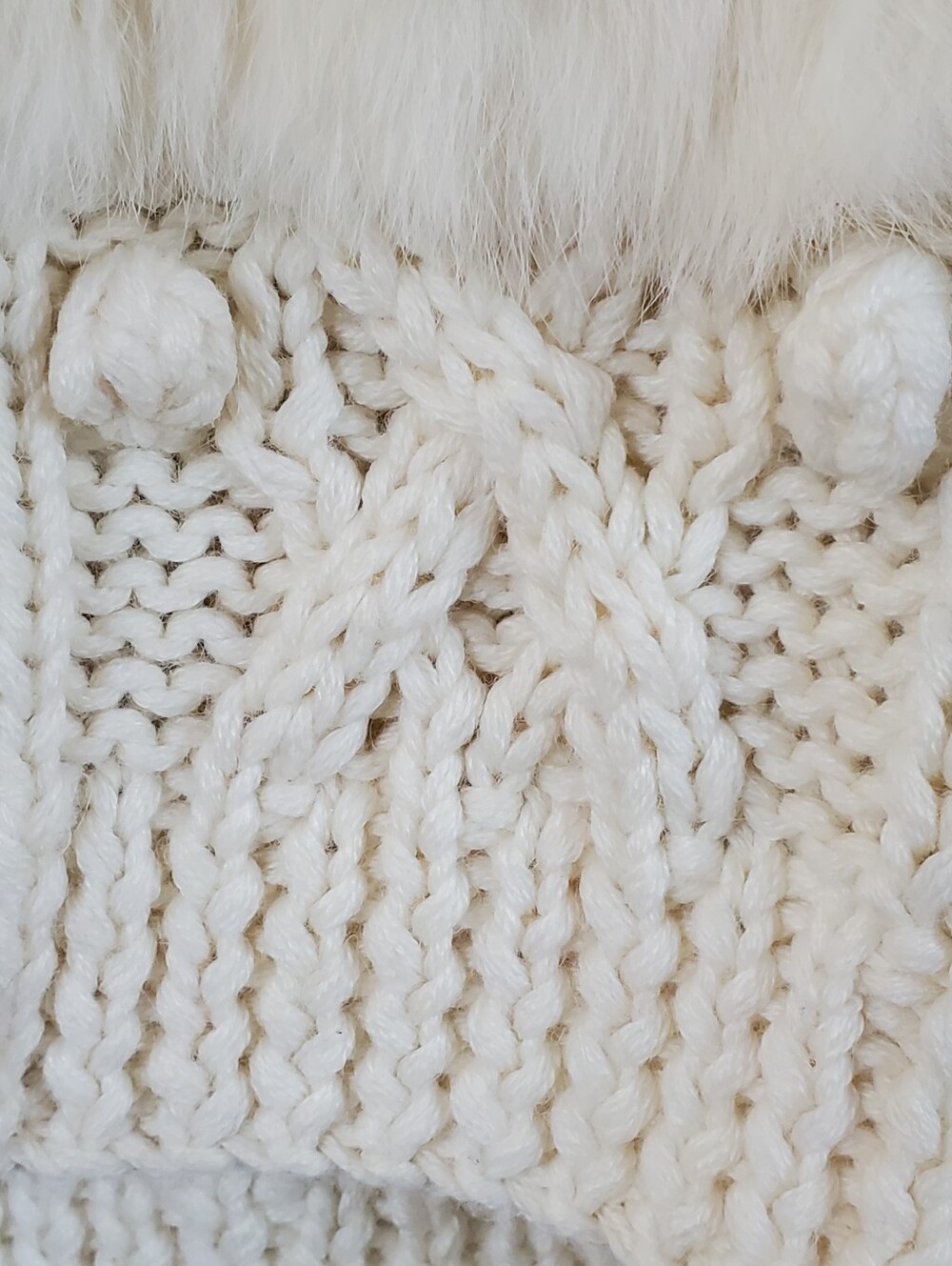 Sweet by Miss Me Angora Fur Cable Knit Hooded Sweater Vest Ivory Like New - Picture 5 of 16